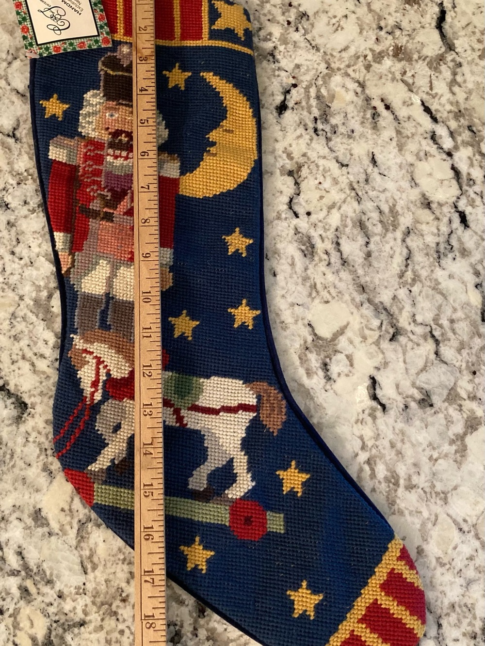Vintage With Tag Needlepoint Christmas Stocking - Picture 8 of 8